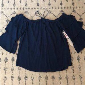 Off the shoulder ruffle sleeve blouse